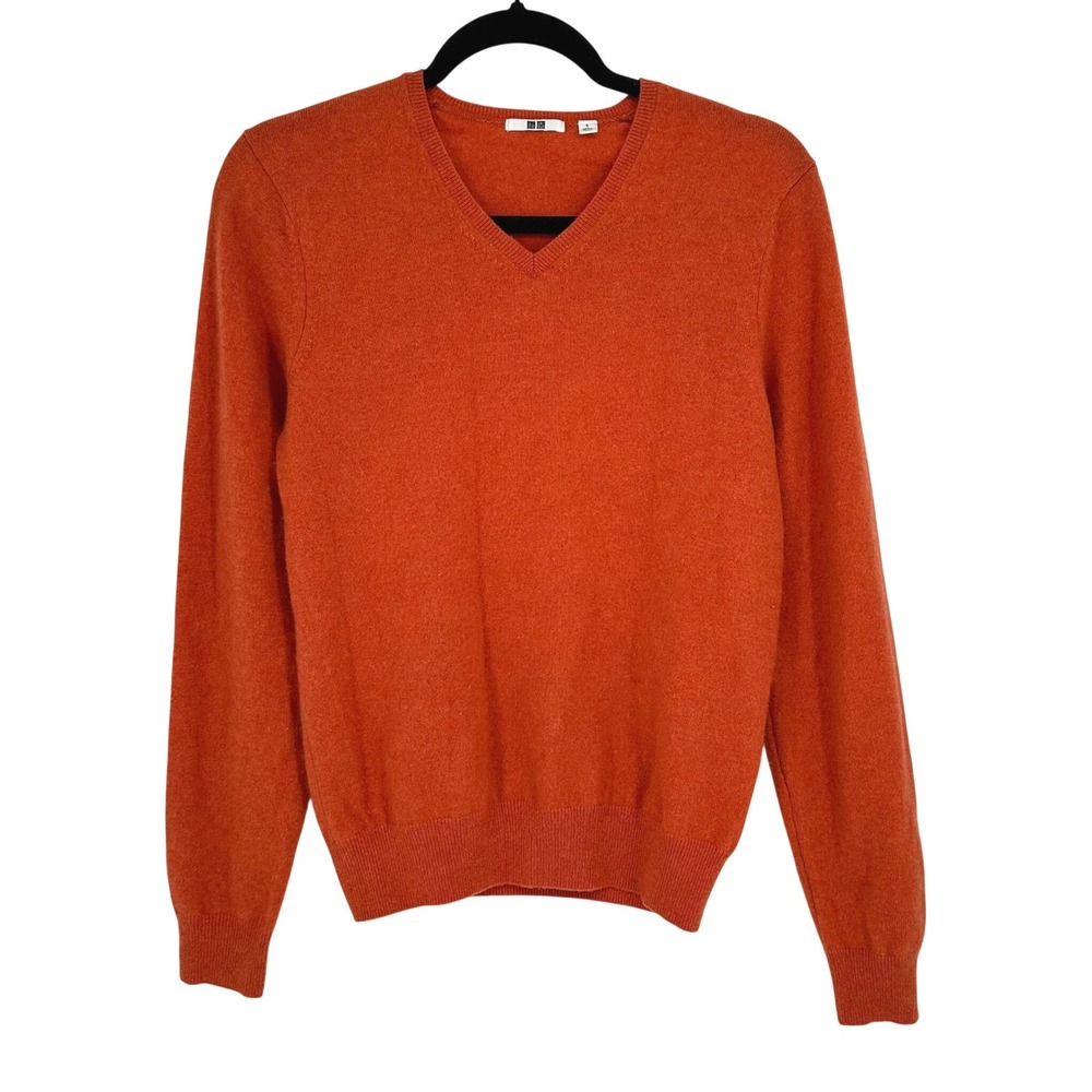 Uniqlo‎ 100% Cashmere Women's S Fuzzy Knit V Neck Sweater Jumper Office Workwear